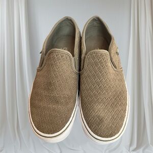 Vans Off The Wall Sip On Sneakers Shoes Olive Tan Suede Women's Size 6.5
